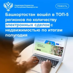 Башкортостан вошёл в ТОП-5 регионов по количеству электронных сделок с недвижимостью по итогам полугодия